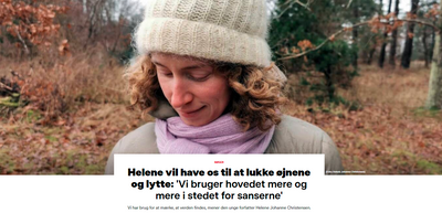 "Vi bruger hovedet mere og mere i stedet for sanserne" - interview med Helene Johanne Christensen på Dr.dk